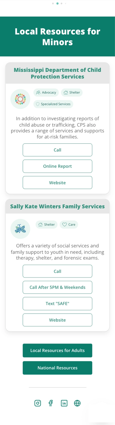 Local resources for minors and adults